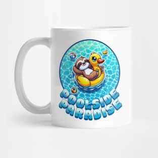 Poolside Paradise with Sloth and Rubber Duck Mug